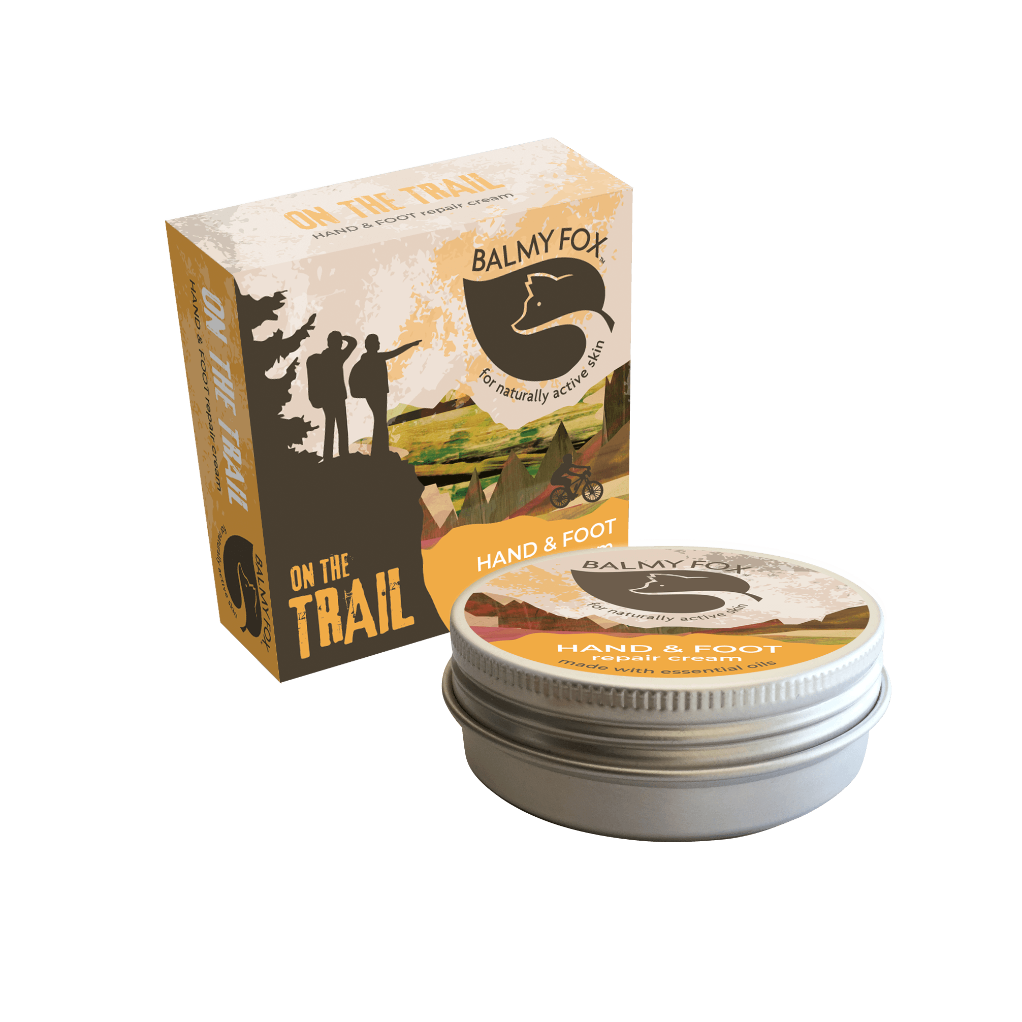 Balmy Fox Trail Hand and Foot Repair Cream box and tin