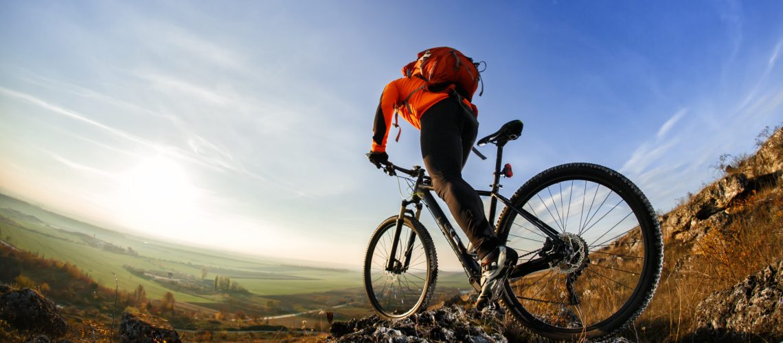 Back,View,Of,A,Man,With,A,Bicycle,And,Red